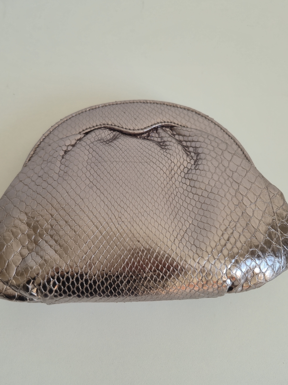 Silvano Biagini Silver Python Leather Shoulder Bag